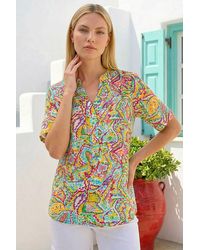 Roman - Abstract Print Button Detail Top - Lyst