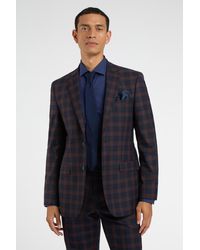 Racing Green - Regular Fit Burgundy Check Jacket - Lyst