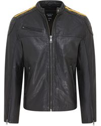 Infinity Leather - Quilted Strip Biker Jacket - Lyst