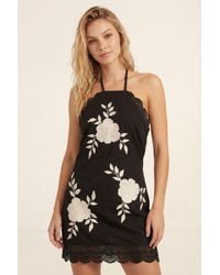 Nasty Gal - Cotton Embroidered Lace Trim Halter Neck Mini Dress - Lyst