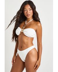 Boohoo - Trim Halterneck Bikini Top And Thong Bottom - Lyst