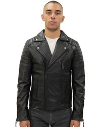 Infinity Leather - Leren Bikerjack Van Brando Met Dubbele Kruisrits, Casablanca - Lyst