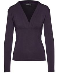Conquista - Ink Long Sleeve Faux Wrap Top - Lyst