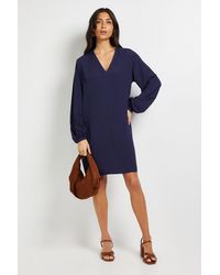 Wallis - Viscose Seam Detail Collarless Shift Dress - Lyst