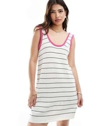 ASOS - Knitted A Line Mini Dress With Tipped Neckline - Lyst