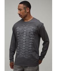 BoohooMAN - Regular Napoleon Print Long Sleeve T-Shirt Cotton - Lyst