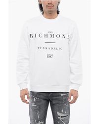 John Richmond - Geborsteld Katoenen Sweatshirt Met Ronde Hals En Logoprint - Lyst