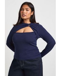 Boohoo - Plus Rib Trim Detail Cut Out Long Sleeve - Lyst