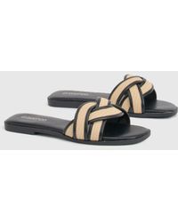 Boohoo - Raffia Contrast Crossover Detail Sliders - Lyst