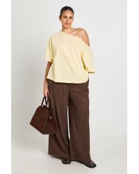 Boohoo - Plus Sheer Slub Off The Shoulder Oversized T-Shirt - Lyst