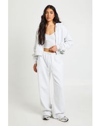 Boohoo - Tall Seam Detail Crop Top 3 Piece Hooded Tracksuit - Lyst
