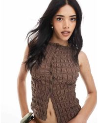 ASOS - Acid Wash Texture Button Through Waistcoat Co Ord - Lyst