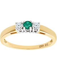 DIAMANT L'ÉTERNEL - 9ct Geelgouden Diamanten En Smaragdgroene Ring Met 3 Stenen - Lyst