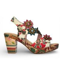 Laura Vita - Nellao 33 Floral Leather Wedge Heel Espadrille Sandals - Lyst