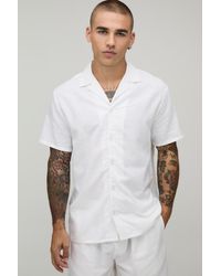 BoohooMAN - Regular Fit Short Sleeve Linen Blend Shirt - Lyst