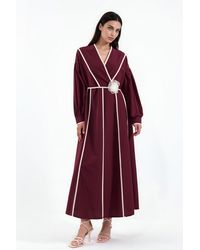 Msn-Collection - Belted Striped Maxi Dress - Lyst