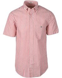 GANT - Reg Cotton Linen Stripe Ss Shirt Sunset - Lyst