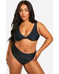 Boohoo - Plus Knot High Waisted Bikini Set - Lyst