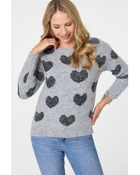 Izabel London - Heart Print Texture Drop Shoulder Jumper - Lyst
