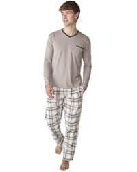 J&j Brothers - Jjb18 Long-Sleeved Cotton Pajamas - Lyst