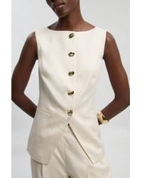 Karen Millen - Tailored Linen Statement Button Front Waistcoat - Lyst