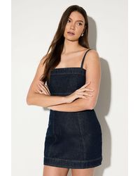 MissPap - Strappy Panelled Denim Mini Dress - Lyst