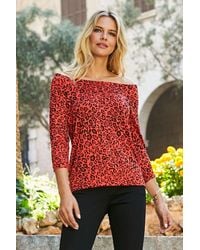 Sosandar - Print Bardot Jersey Top Viscose - Lyst
