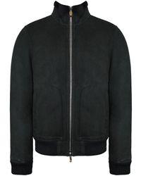 Hackett - Hackett Mayfair Shearling Donker Chocolade Bomberjack - Lyst