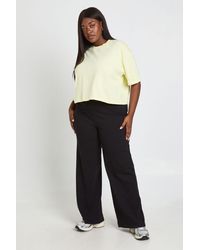 Boohoo - Plus Basic Rib Straight Leg Trouser - Lyst