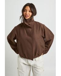 Boohoo - Funnel Neck Elasticated Waist Jacket - Lyst
