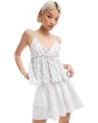 Miss Selfridge - Bow Detail Peplum Cami Top - Lyst