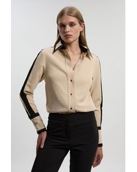 Karen Millen - Twill Contrast Hardware Collared Woven Shirt - Lyst
