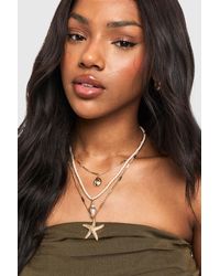 Boohoo - Starfish Shell Layered Necklace - Lyst
