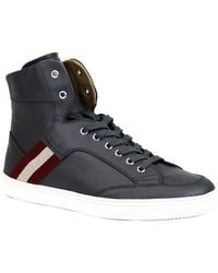 Bally - Dark Calf Leather Hi Top Sneaker With - Lyst