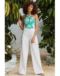 Sosandar - Petite Ivory Relaxed Fit Wide Leg Trousers - Lyst