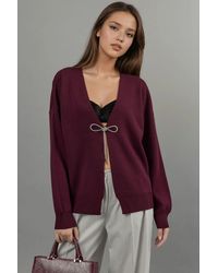 Hiccup - V-Neck Knitwear Cardigan With Bow Detail - Lyst