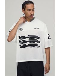 BoohooMAN - Oversized Boxy One Of One Applique V-Neck Baseball Sports Top - Lyst