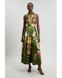 Karen Millen - Petite Floral Twill Collared Maxi Dress - Lyst