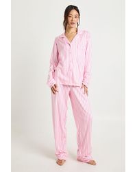 Boohoo - Tall Candy Stripe Long Sleeve Shirt & Trouser 3 Piece Pyjama Set - Lyst