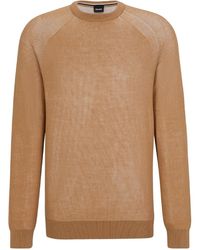 BOSS - Crew Neck Raglan Sleeve Long Sweater - Lyst