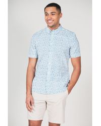 French Connection - Blue Cotton Short Sleeve Floral Shirt - Lyst