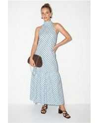 Bianco Lucci - Halter Polka Dot A-Line Maxi Dress - Lyst