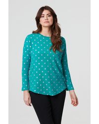 Izabel London - Polka Dot Print Relaxed Long Sleeve Top - Lyst
