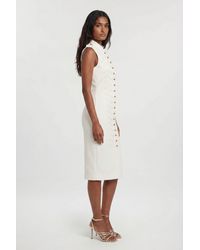 Karen Millen - Compact Stretch Button Detail Straight Pencil Dress - Lyst