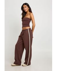 Boohoo - Ribbed Bandeau Top And Striped Jogger Tracksuit - Lyst