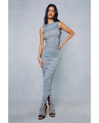 MissPap - Premium Mesh Ruched Sleeveless Maxi Dress - Lyst