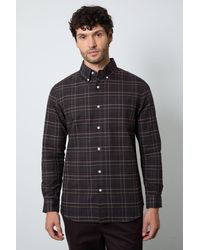 MAINE - Dark Check Long Sleeve Shirt Cotton - Lyst