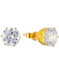 The Jewellery Stockroom - 18Ct Plated Sterling 7Mm Cz Stud Earrings - Lyst