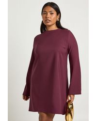 Boohoo - Plus Flare Sleeve Tie Back Shift Dress - Lyst