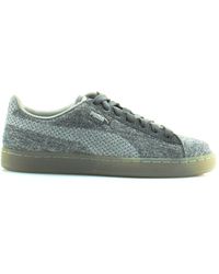 PUMA - Basket Knit Metallic Textile Lace Up Trainers 363087 01 - Lyst
